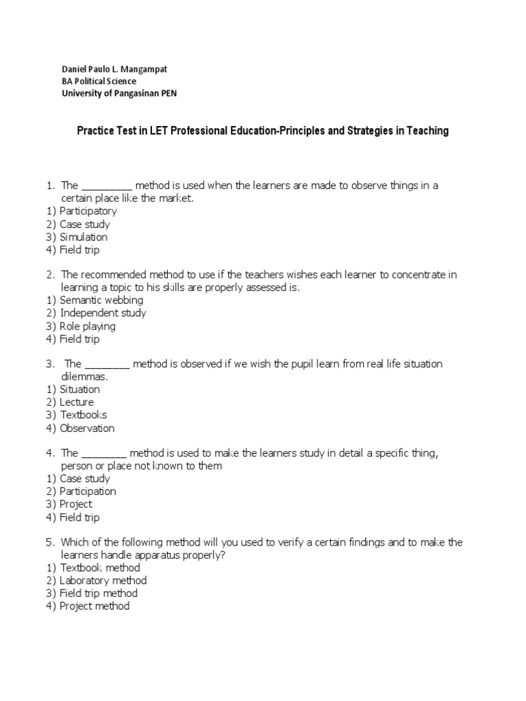 Principles of Teaching LET | PDF | Interdisciplinarity | Simulation