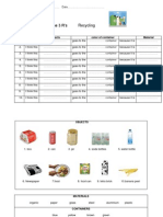 Science The 3 R's Recycling: Objects Color of Container Material