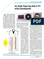 Zinc Oxide Plays Key Role in PV Device Development: Energy Harvesting Technology
