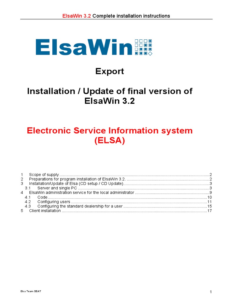 ElsaWin 3.2 Installation Instructions | PDF | Installation (Computer ...
