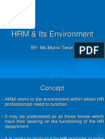 HRM & Its Environment: BY-Ms - Mansi Tiwari