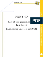 Part - D: List of Programmes and Institutes (Academic Session 2013-14)