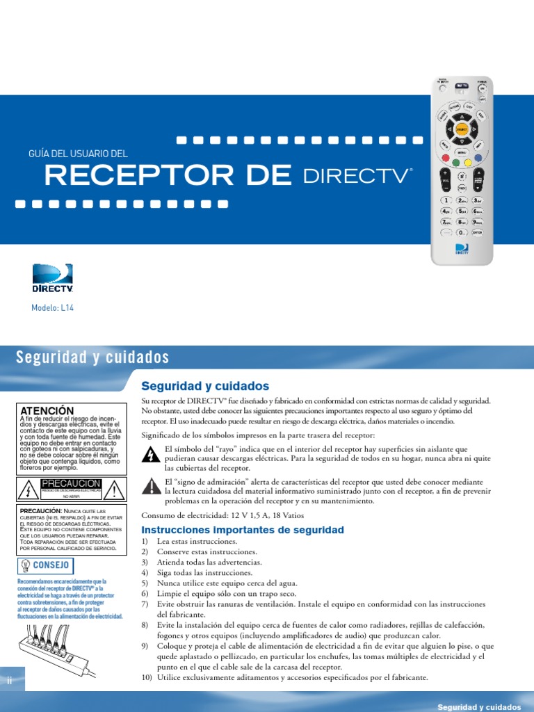 Manual DIRECTV Digital Control remoto Televisión via satélite