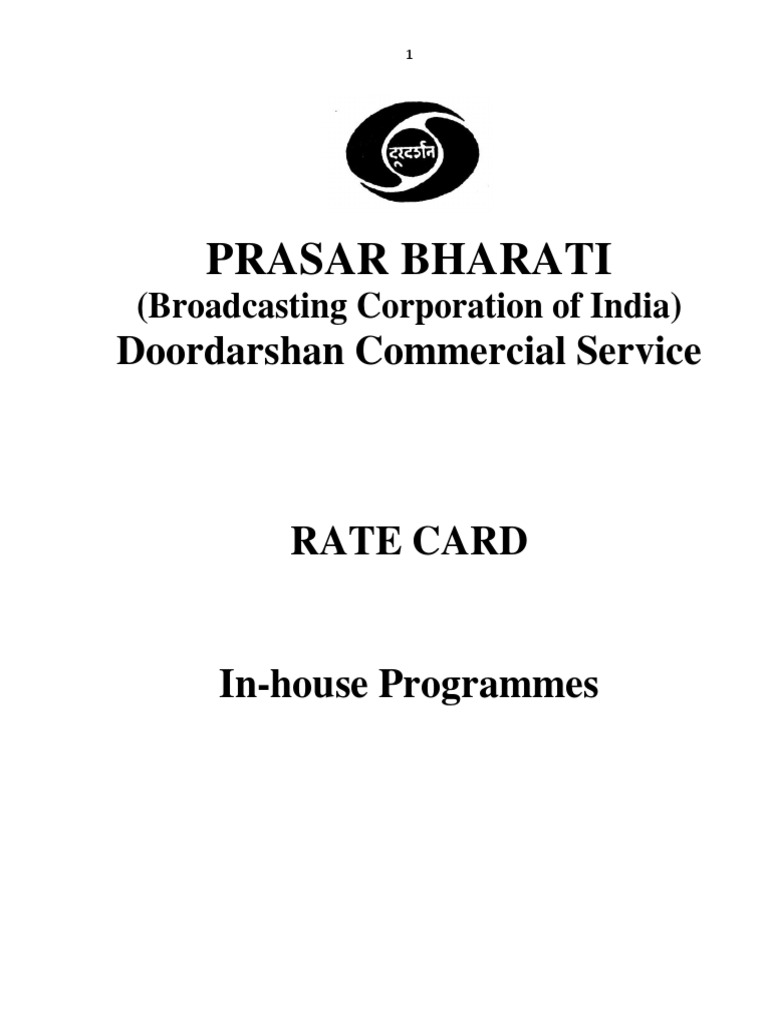 Prasar Bharati Doordarshan Commercial Service PDF Television