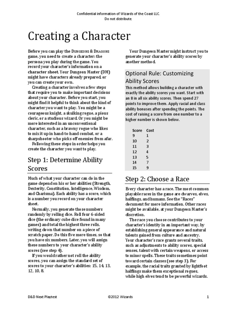 Character Creation | PDF