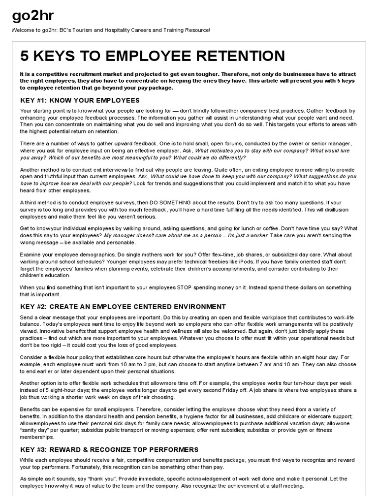 Employee Retention Technique PDF Employee Retention Employment Employee Retention Technique PDF Employee Retention Employment