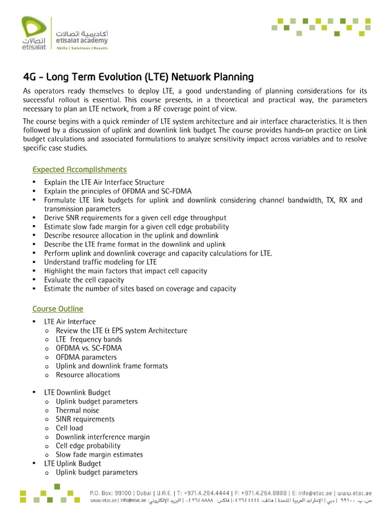 LTE Network Planning Training Course | PDF