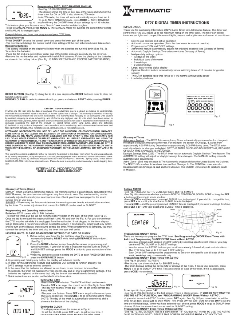 DT27 Lamp Timer User Guide | PDF | Daylight Saving Time | Clock