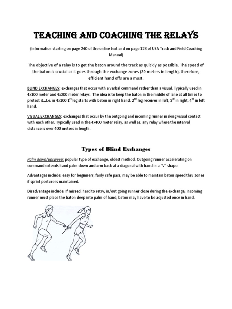 4x200 Relay Baton Exchange Techniques | PDF | Running | Individual Sports