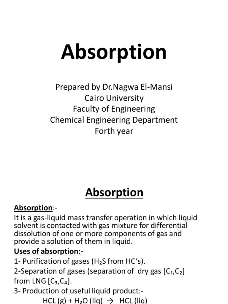 Absorption PDF Solution Absorption (Chemistry)