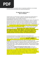 An Agenda For Cultural Action by K.K. Panikkar