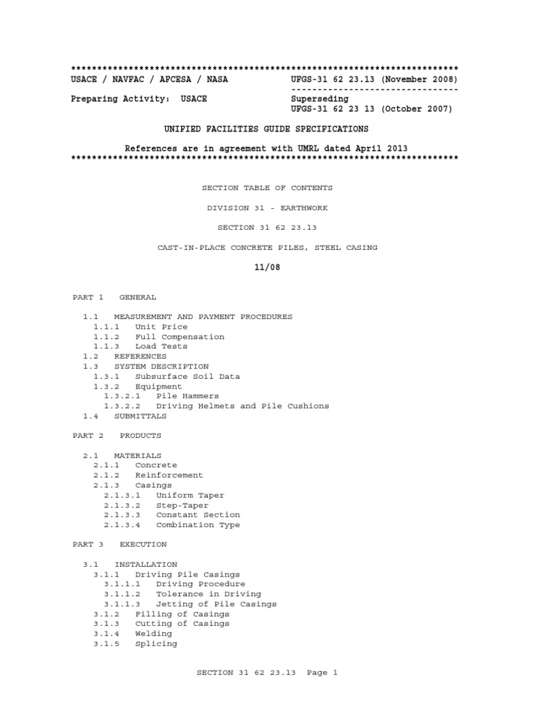Ufgs 31 62 23.13 PDF PDF Deep Foundation Specification (Technical