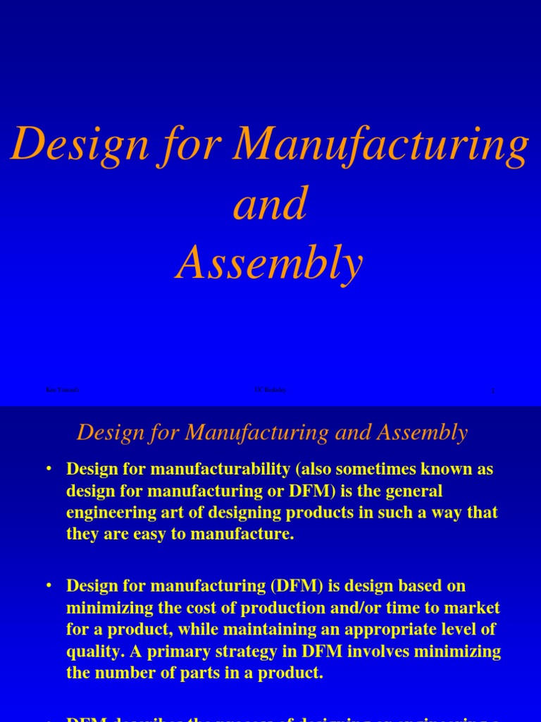 Design for Manufacturing and Assembly Guide | PDF | Economies Of Scale ...