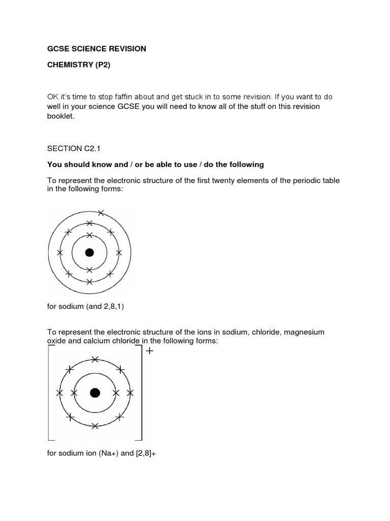 C2 Chemistry Revision Guide | PDF | Ion | Chemical Bond