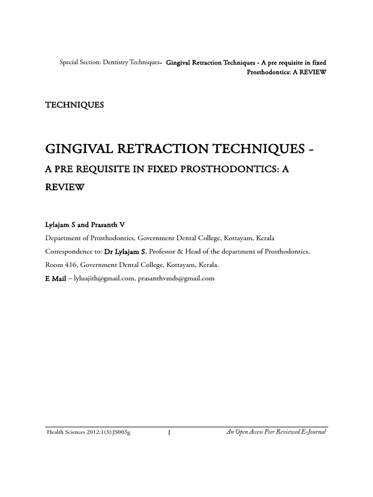 3g.gingival Retraction Techniques PDF Periodontology Prosthodontics