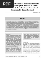 A Study On Consumer Behaviour Towards Two-Wheelers (With Respect To Under Graduate & Post Graduate Students of Hyderabad & Secunderabad)