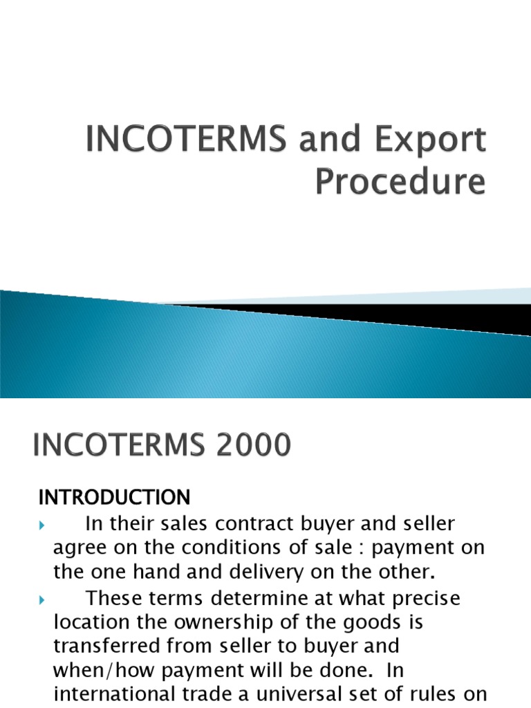 Understanding INCOTERMS for Export Contracts | PDF | Logistics ...