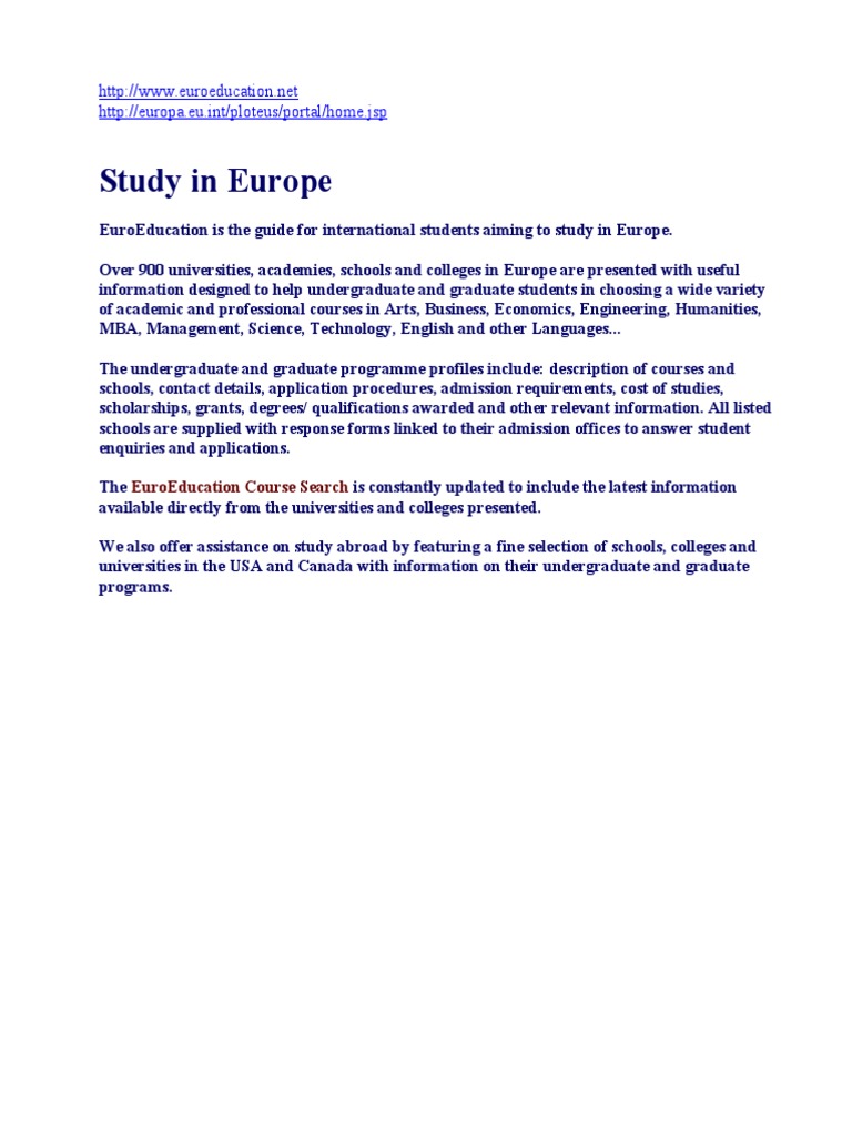 Guide to Studying in Europe | PDF