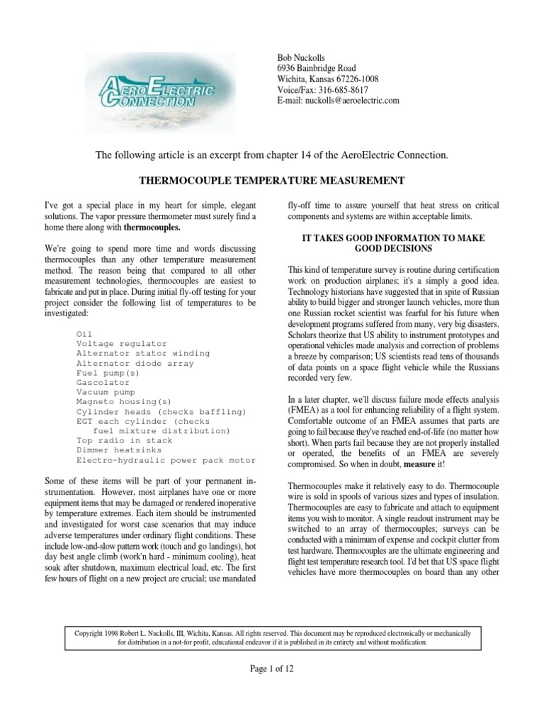 Thermocouple Temperature Measurement Guide | PDF | Thermocouple ...