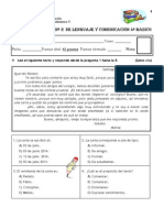 Prueba Parcial #2 de Lenguaje y Comunicación 4º Año (La Carta - Ortografia Acentual, Sustantivos, Uso de La H)