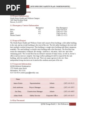 Site Specific Safety Plan