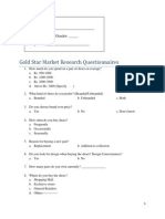 Gold Star Market Research Questionnaire