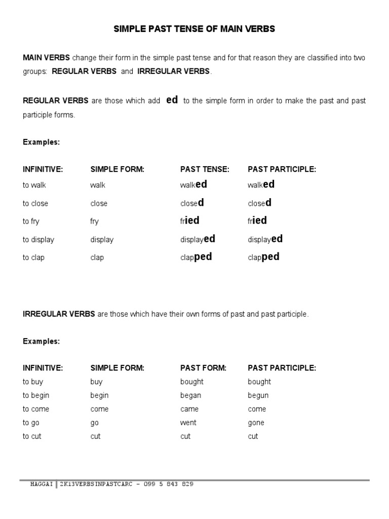 Simple Past Tense | Verb | Grammar