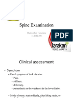 Spine Examination: Mario Johan Heryputra 11.2012.208