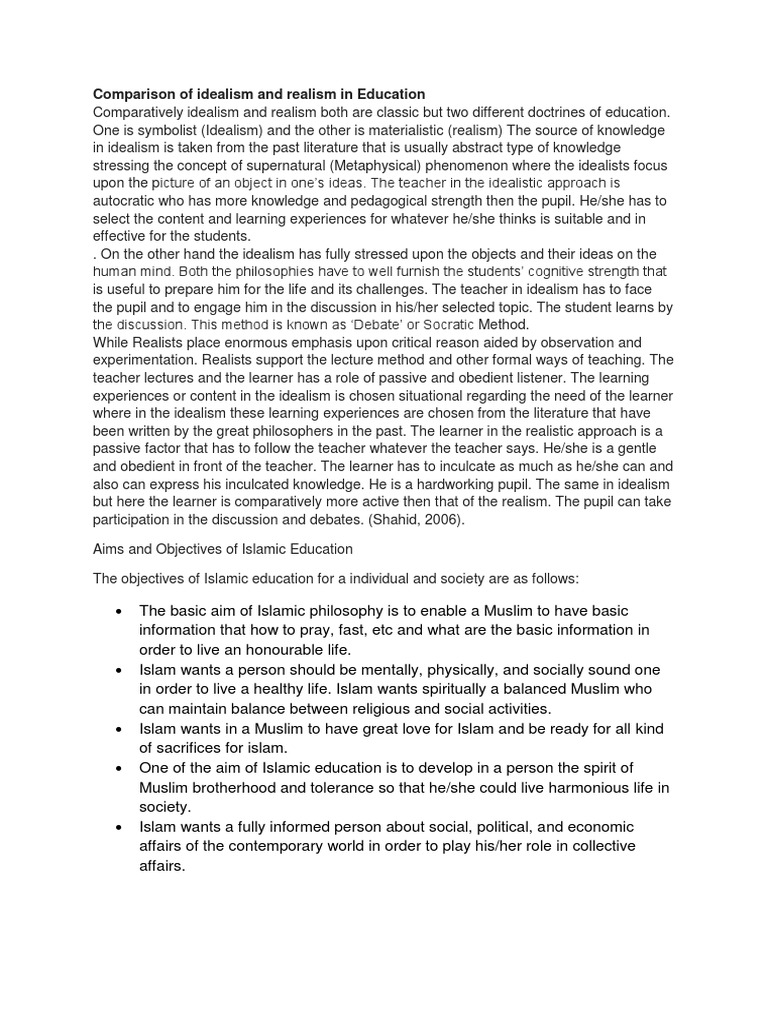 Relationship between idealism and realism image