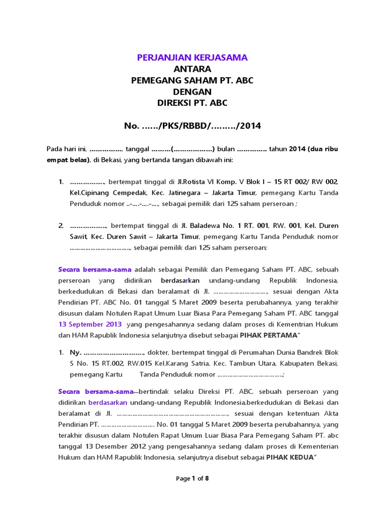 Perjanjian Kerjasama