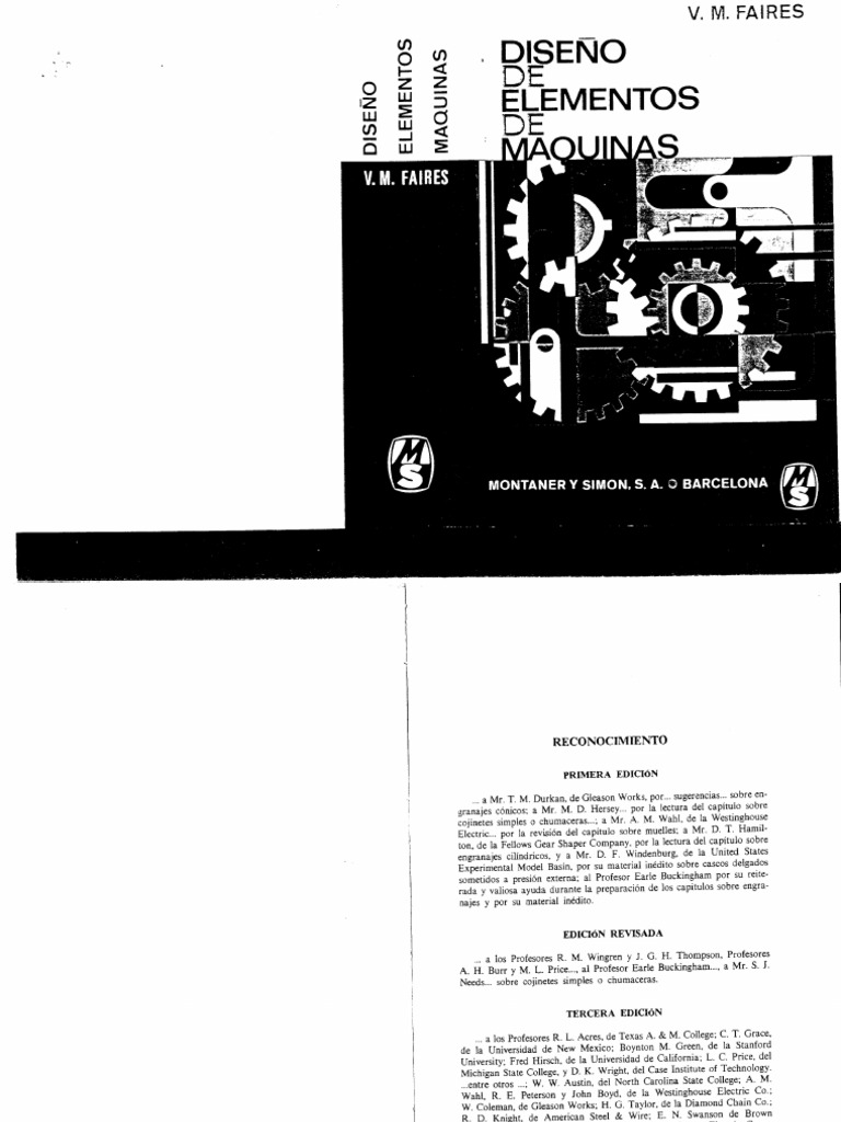 Diseño de Elementos de Máquinas - 4ta Edición - Virgil Moring Faires | PDF