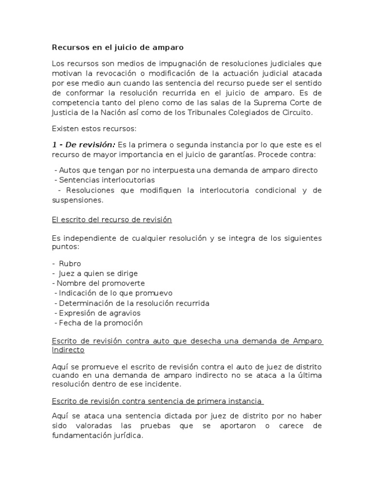 Recursos en el juicio de amparo | PDF