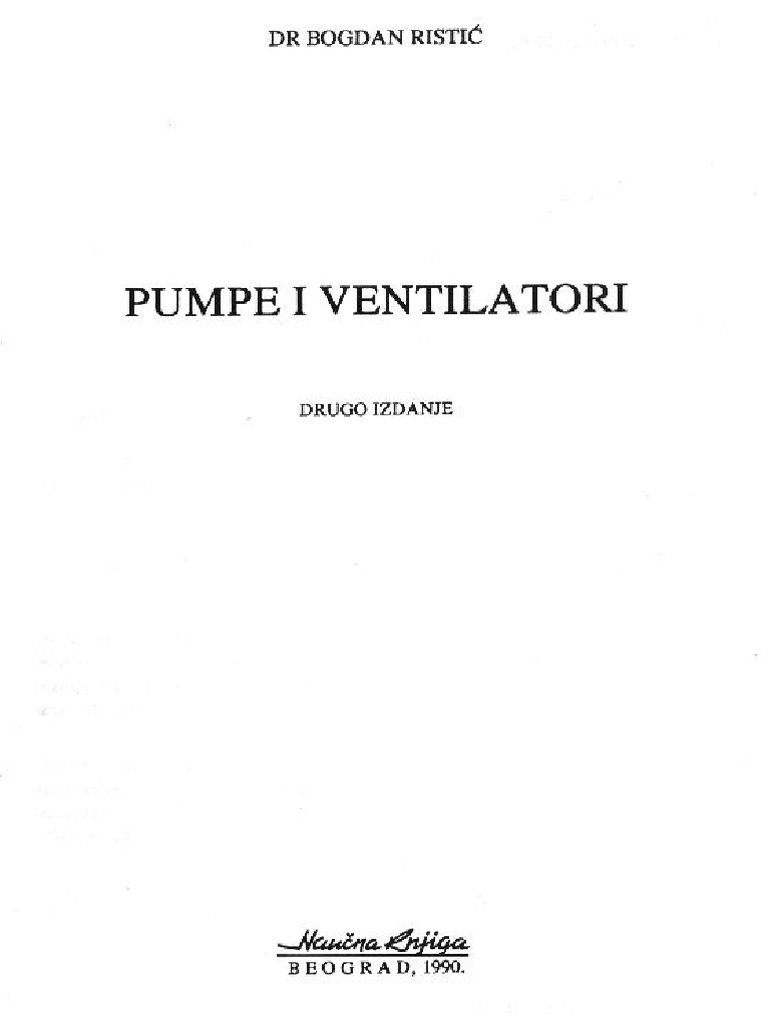 (Naučna Knjiga) Bogdan Ristić - Pumpe I Ventilatori | PDF