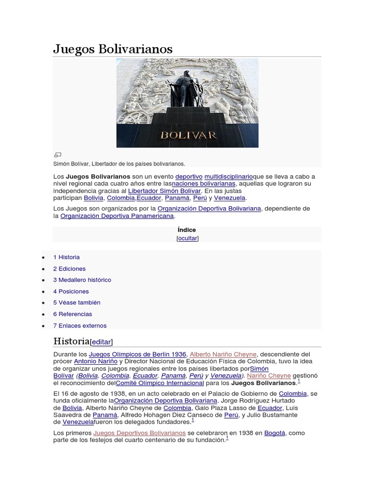 Juegos Bolivarianos PDF Eventos deportivos múltiples Eventos