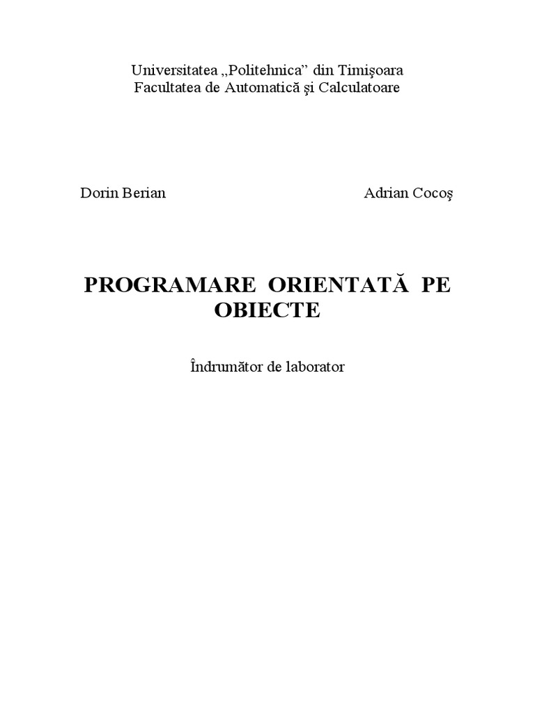 Programare Orientata Pe Obiecte | PDF