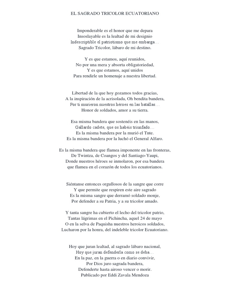 Poema A La Bandera Ecuatoriana 