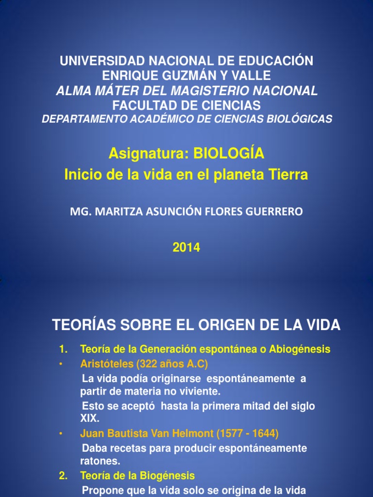Teorías sobre el origen de la vida | PDF | Naturaleza | Biología