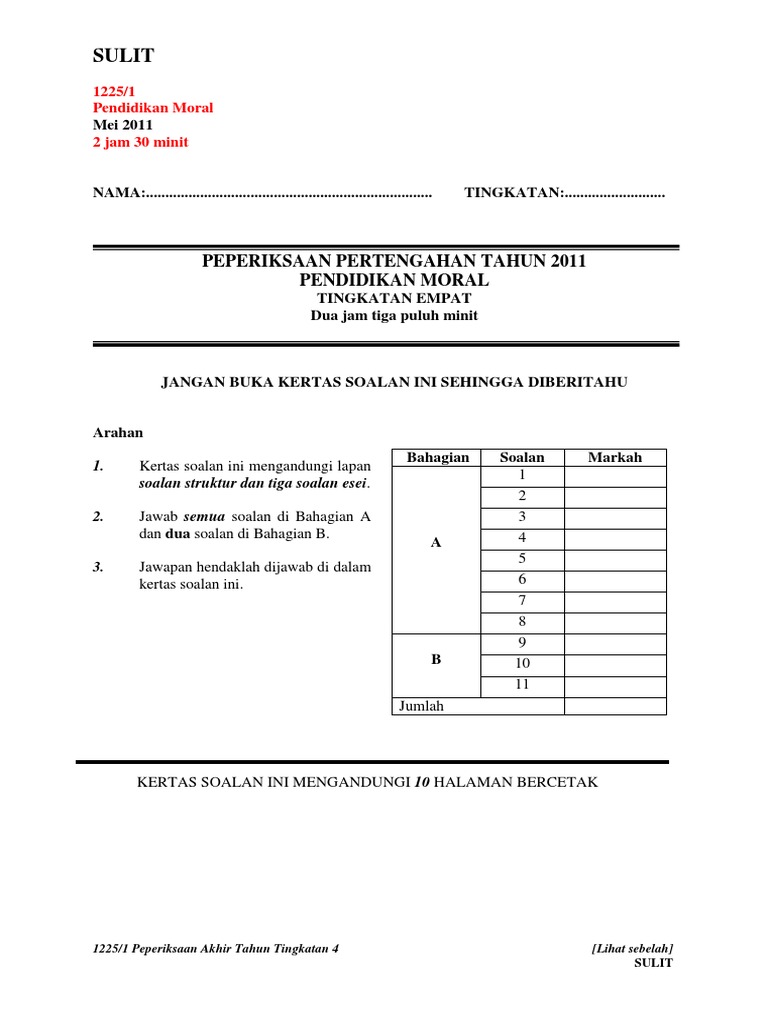 Cover Peperiksaan Pendidikan Moral Spm Pdf