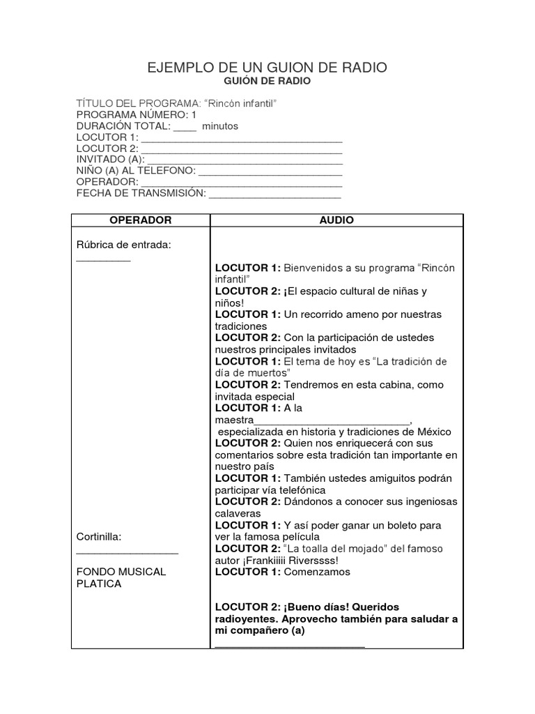 Ejemplo de Un Guion de Radio Dia de Muertos PDF Religión y creencia