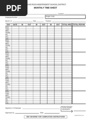Monthly Time Sheet