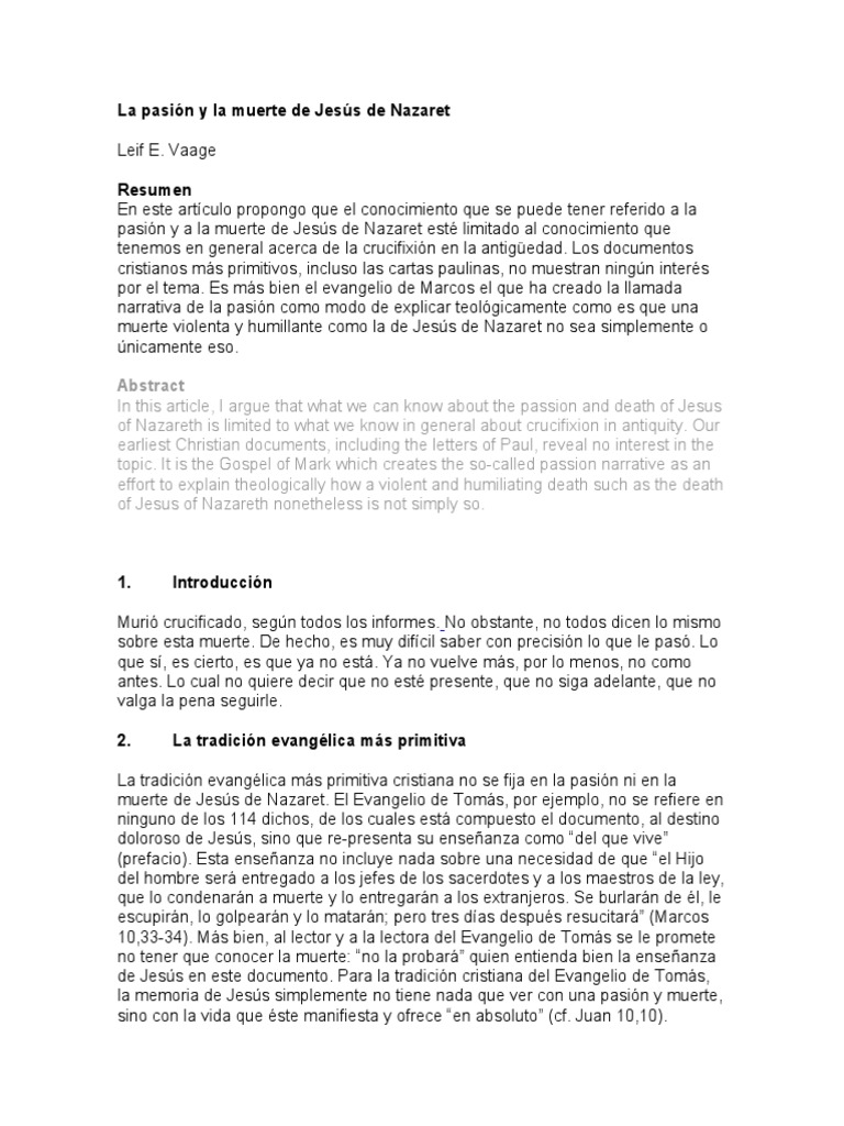 La crucifixión de Jesús de Nazaret | PDF | Crucifixion de jesus ...