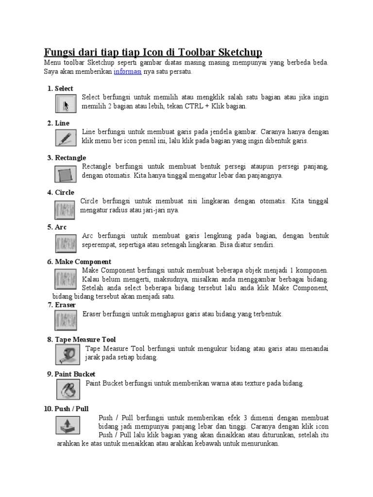 Fungsi Dari Tiap Tiap Icon Di Toolbar Sketchup