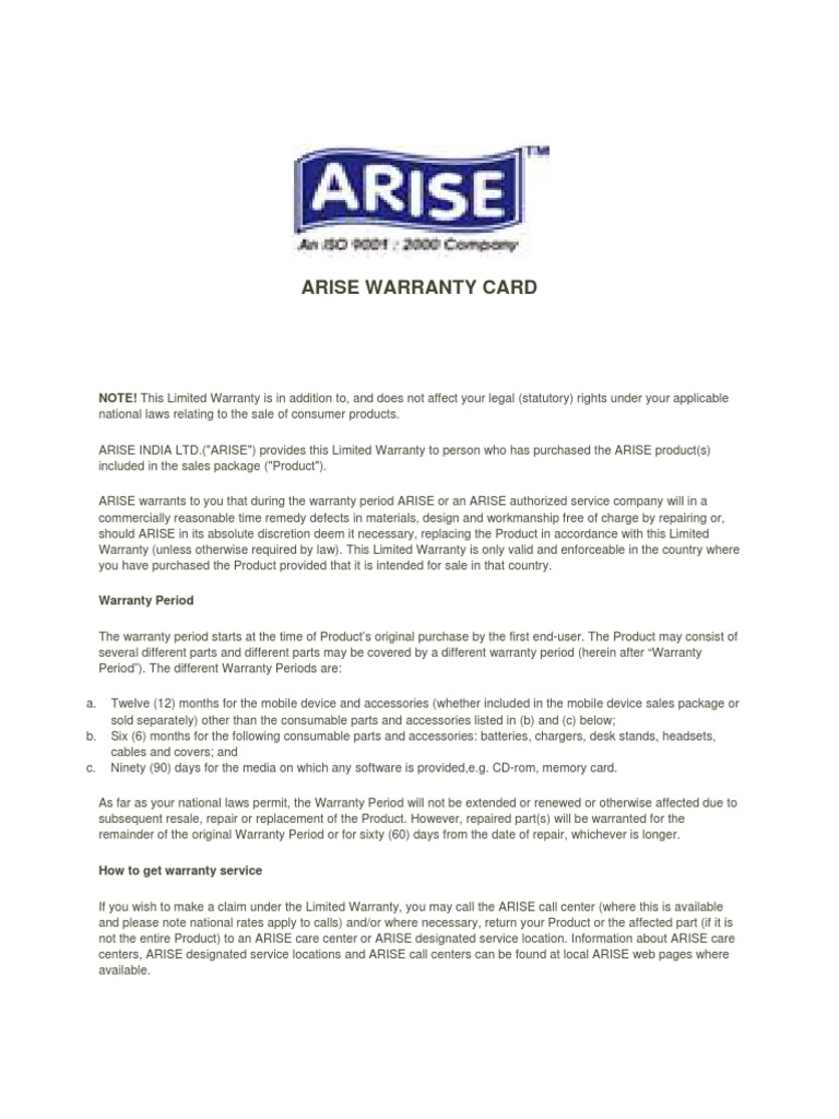 Warranty Card PDF Contractual Term Civil Law (Legal System)