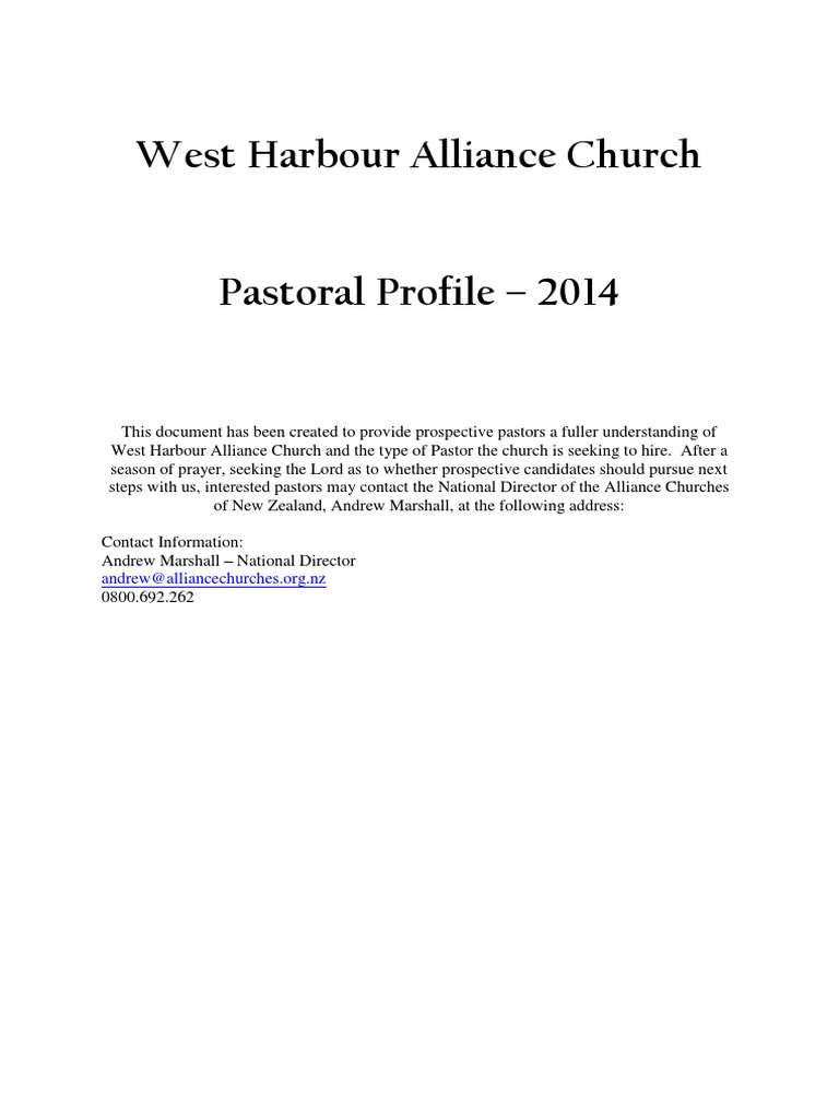 West Harbour Alliance Church Pastoral Profile | PDF | Elder ...