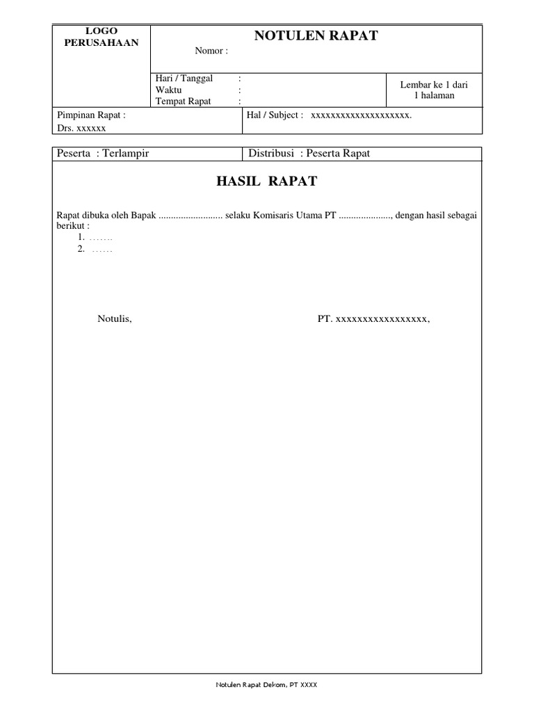 Contoh Notulen Rapat | PDF