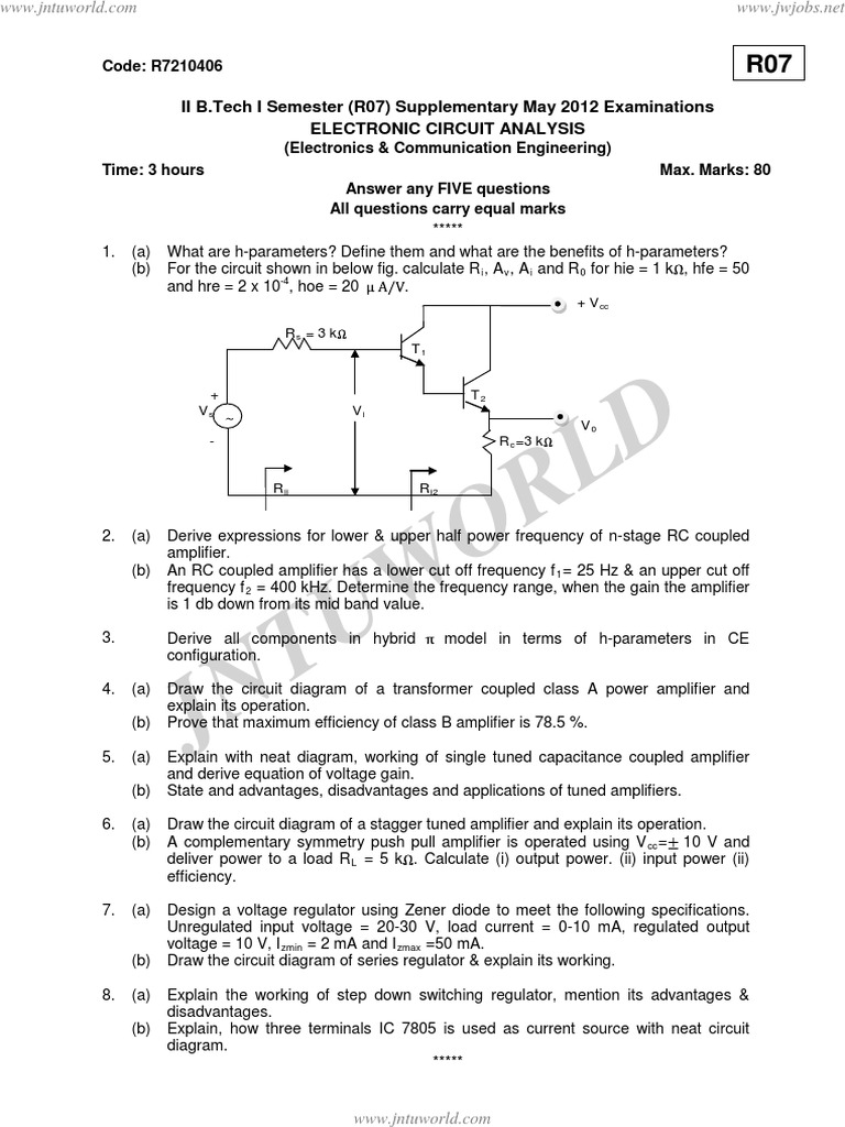 Electronic Circuit Analysis PDF Amplifier Electrical Network