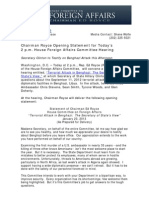 BENGHAZI ForeignAffairHearingChairmanStmtJan23,2013