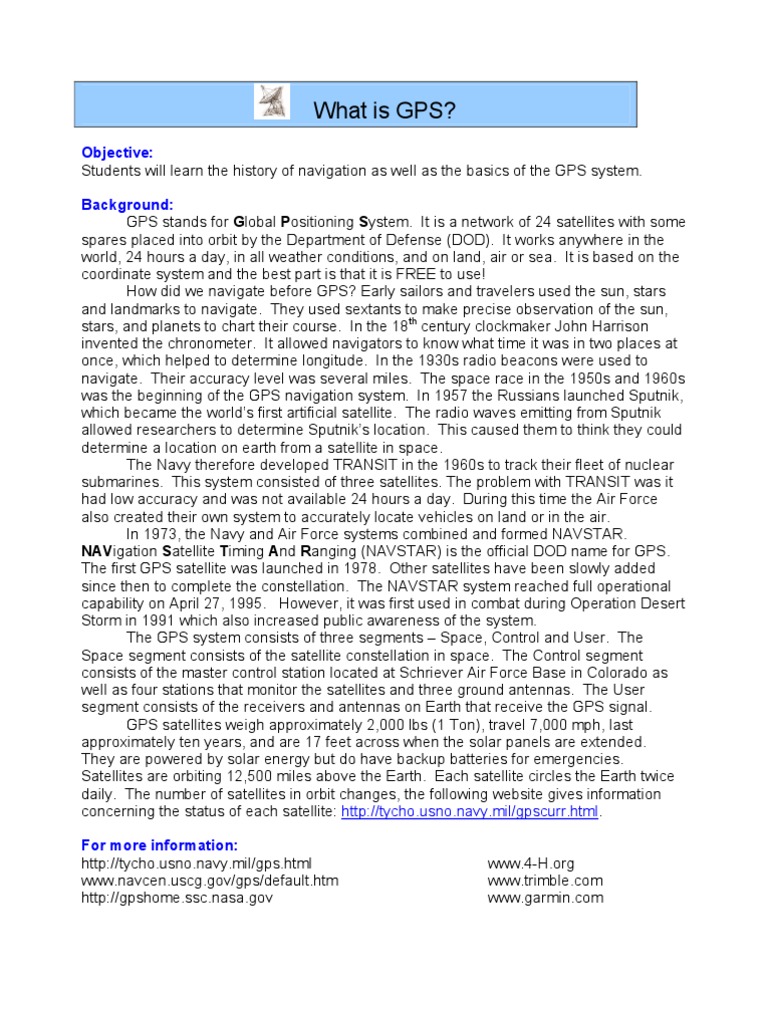 Understanding GPS: History & Basics | PDF | Global Positioning System ...