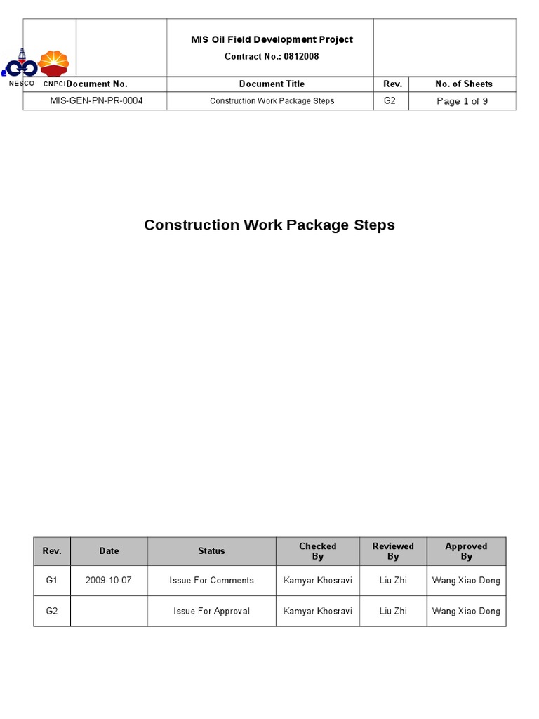 Construction Work Package Steps(G0) Engineering Civil Engineering