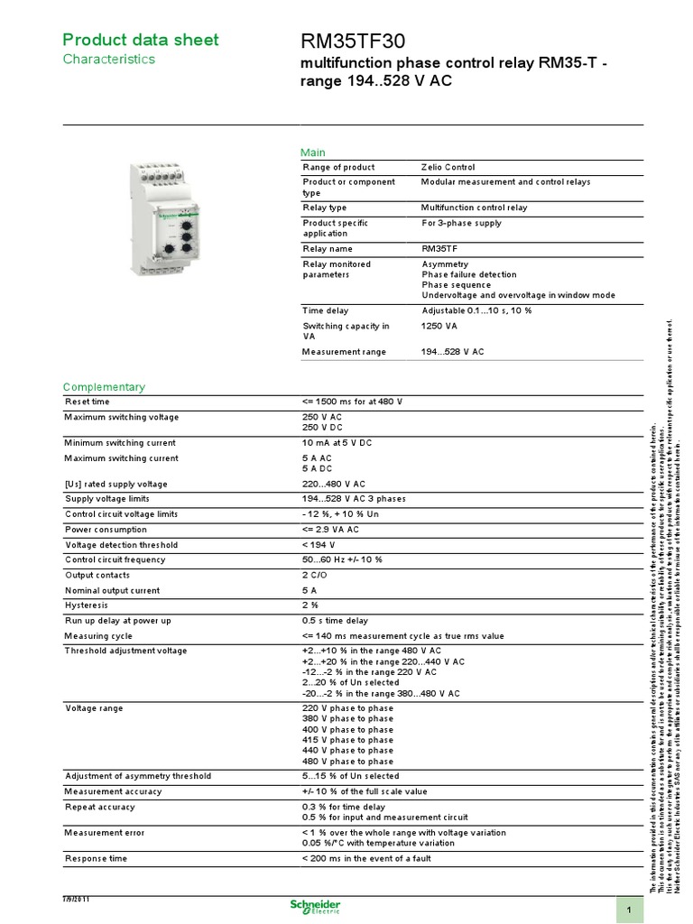 RM35TF30 Phase Control Relay Datasheet | PDF | Relay | International ...